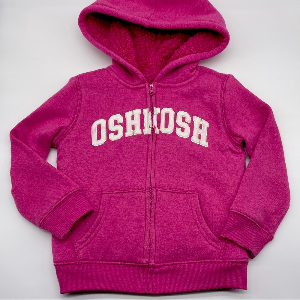 Oshkosh Pink Sherpa Zip Up Hoodie Logo Fleece Lined